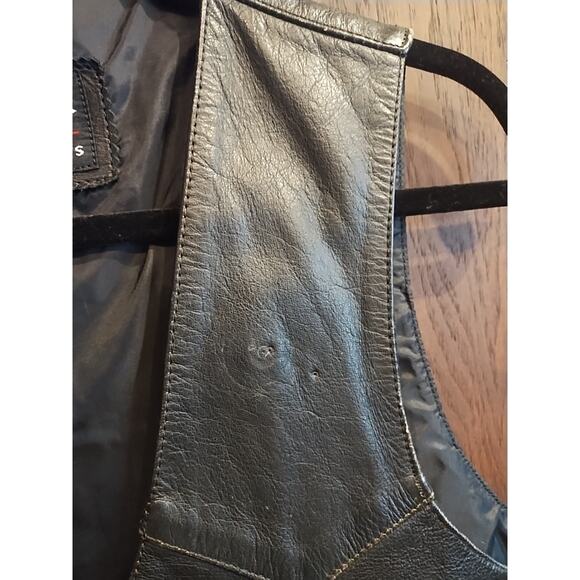 Wilson Leather Vest Mens Size Medium Motorcycle Snap Front Black Biker Lace Up - Picture 9 of 10